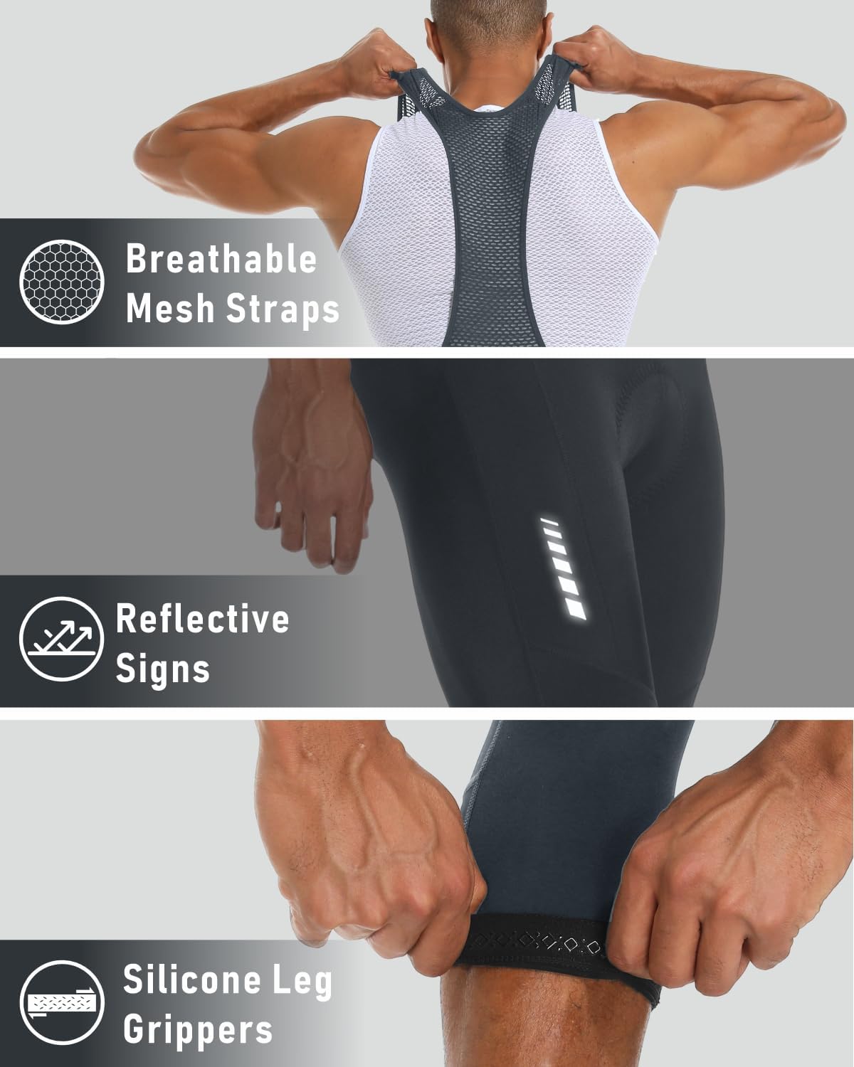 Przewalski Men's Cycling Bib Shorts,3/4 Bike Bib Pants 4D Padded,Cycling Bib Tights for Men - Image 4