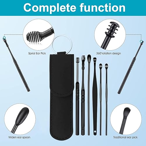 Miniatura 2 de Kit de eliminación de cera de oído, 14 piezas, kit de limpieza de oídos, herramientas de eliminación de cera de oído de acero inoxidable con caja de
