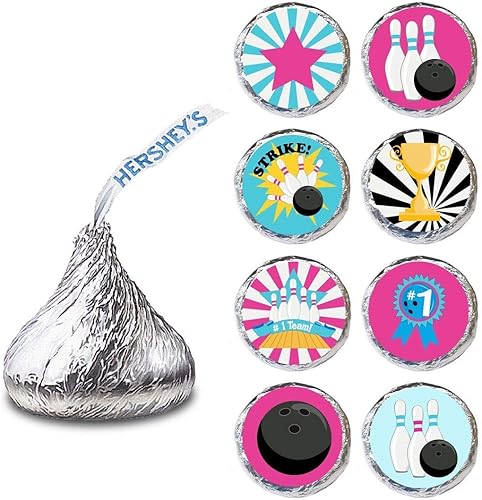 Miniatura 5 de Girl Bowling Labesl for Hershey's Kisses Chocolates by Adore By Nat - Candy Sticker Party Favors - Set of 240