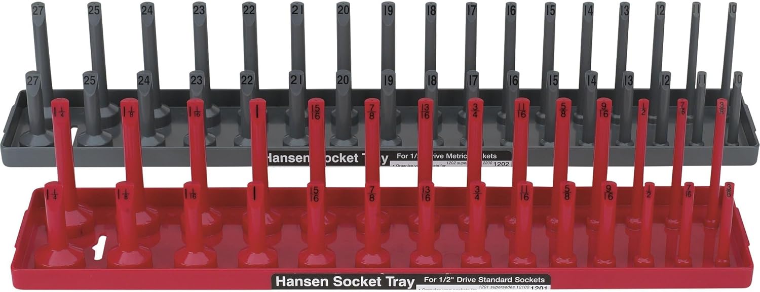 Hansen Socket Trays 9120-1/2in. Drive, 2-Pc. Set, Red & Grey