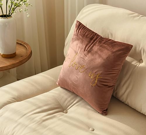 Miniatura 2 de Funda de almohada decorativa bordada con texto en inglés "I Love Us", funda de almohada de amor de 18 x 18 pulgadas, solo funda