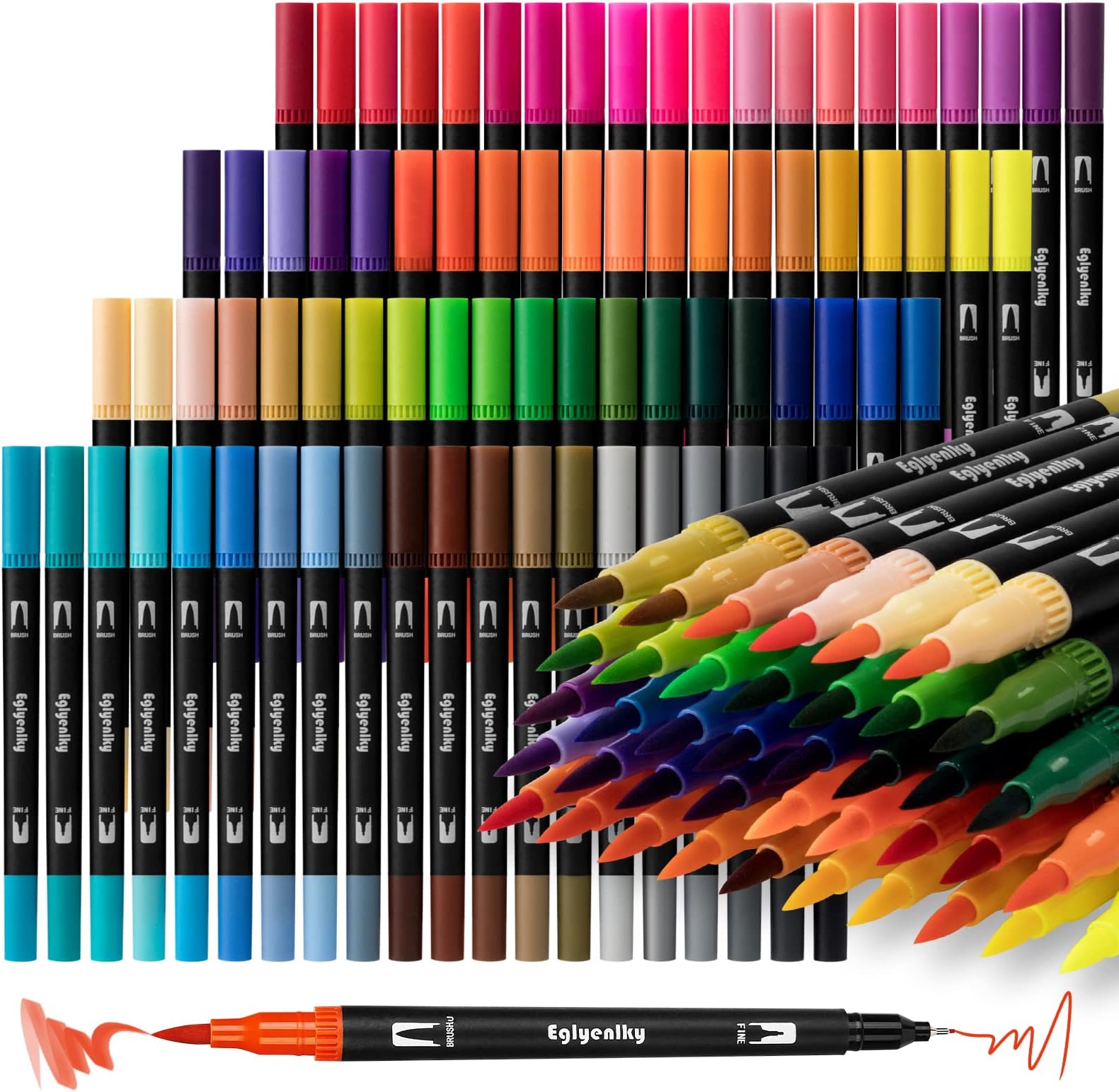 Shuttle Art Dual Tip Brush Pens Art Markers, 105 Colors Fine and Brush Dual Tip
