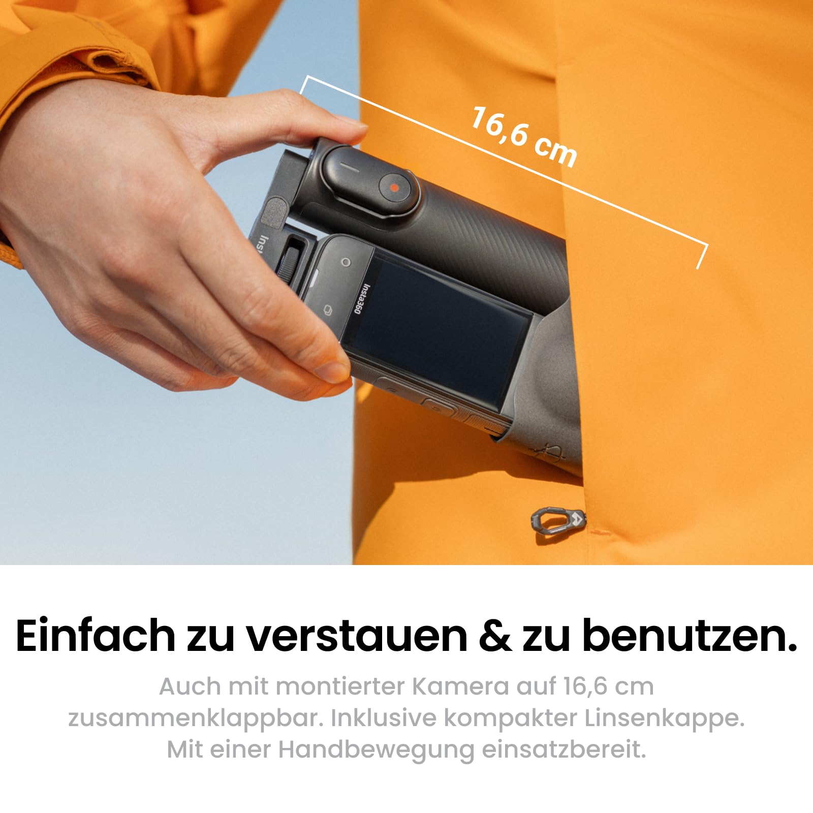 Insta360 Fernbedienungs-Kit für den 2-in-1 Klapp-Selfie-Stick mit Unsichtbarem Selfie-Stick, integriertem Stativ, ideal für Vlogging, Wandern, Gruppenaufnahmen, für X5, X4 Air, X4, X3 Action-Cams