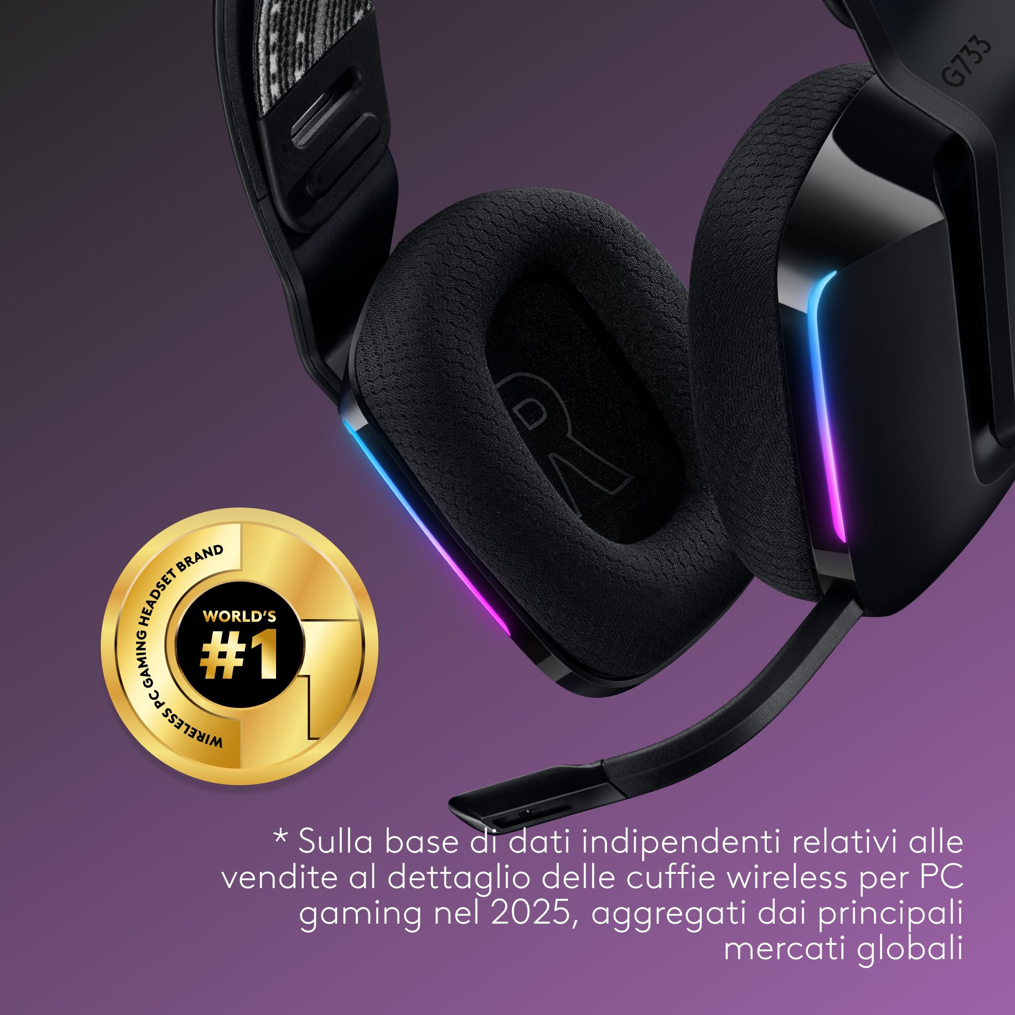 Logitech G Logitech G733 LIGHTSPEED Cuffia wireless con microfono gaming — immagine 5 di 16