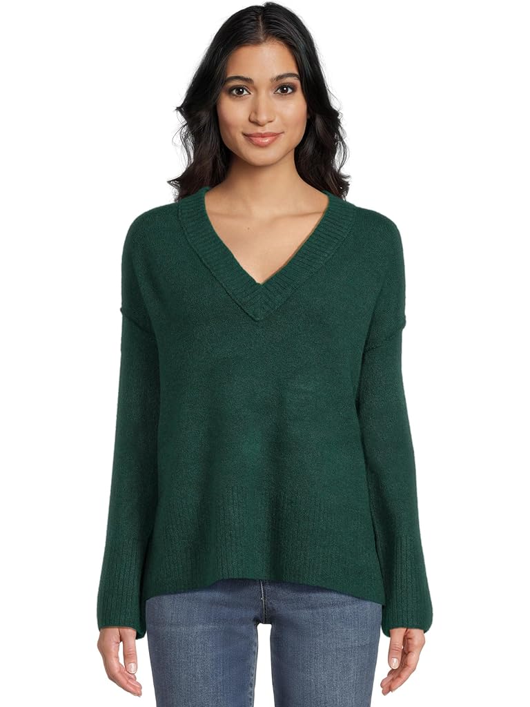 Blue Vince Camuto Wide Sleeve High-Low V-Neck