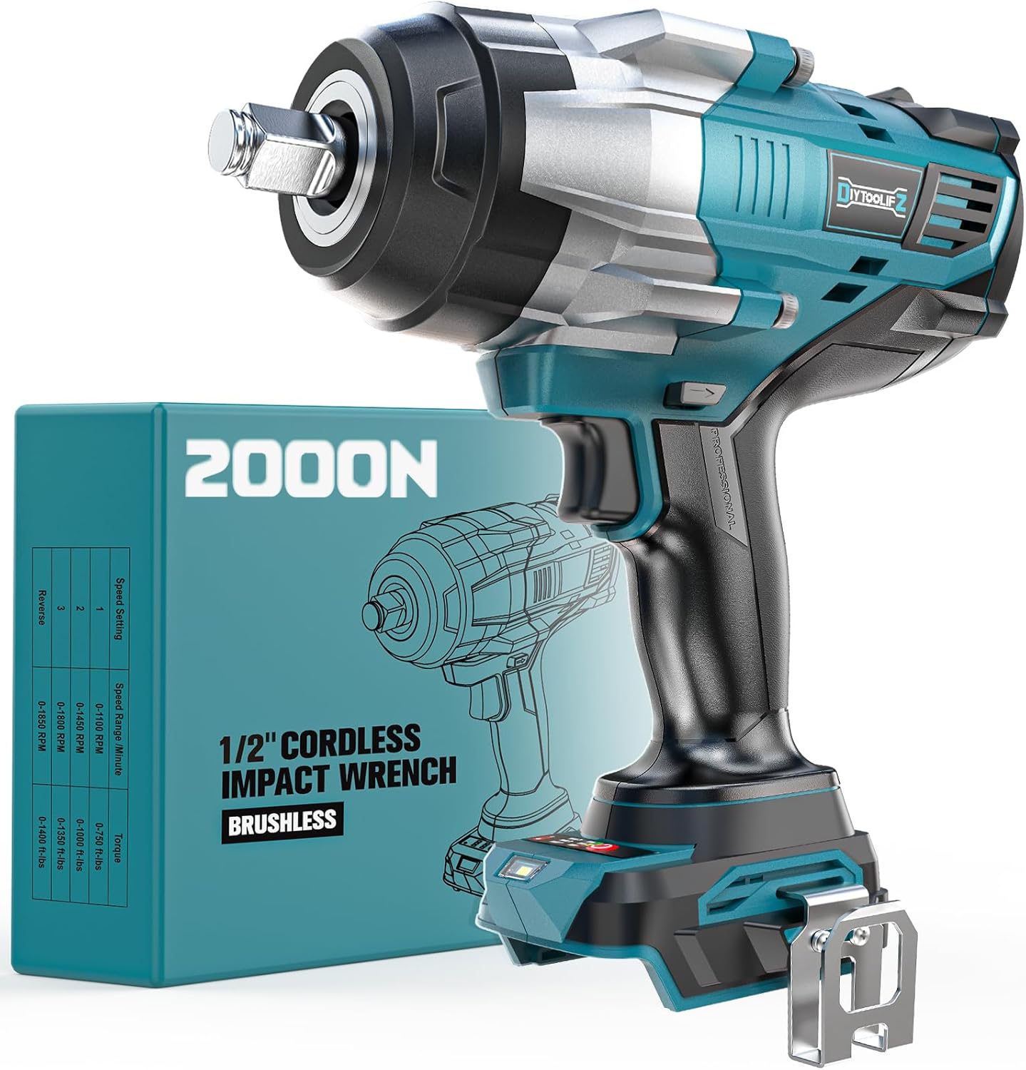 Cordless Impact Wrench 1/2" for Makita 18V Battery, 1400 Ft-lbs High Torque Impact Driver, Brushless Electric Impact Gun with 4 Speed Modes & LED Light for Car, Truck, Mower (Battery Not Included)