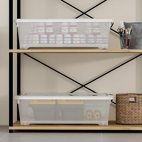 Miniatura 6 de Contenedor de almacenamiento transparente de 26 cuartos de galón, caja de almacenamiento de plástico debajo de la cama, contenedor de almacenamiento