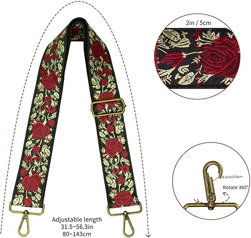 Miniatura 5 de ZANQANO Correa para bolso, correas cruzadas para bolsa de repuesto, jacquard bordado, 2 pulgadas de ancho ajustable