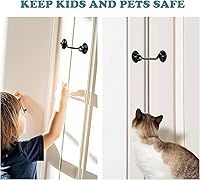 Vista 5 de Paquete de 4 Pestillos de Puerta de Granero de 4", Herrajes de Cerradura de Puerta, Cerradura de Puerta Corredera con Pestillo de Gancho y Ojal