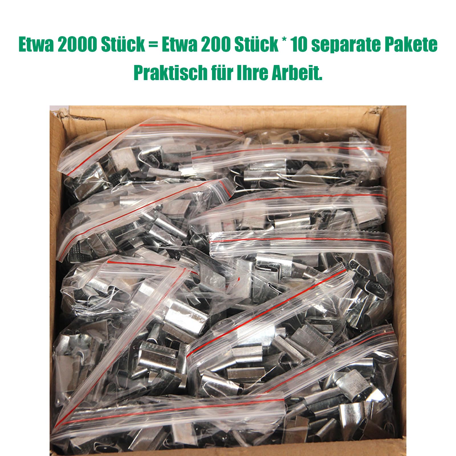 2000 Stück 13mm Verschlusshülsen für PP/PET Umreifungsband, ca. 6kg