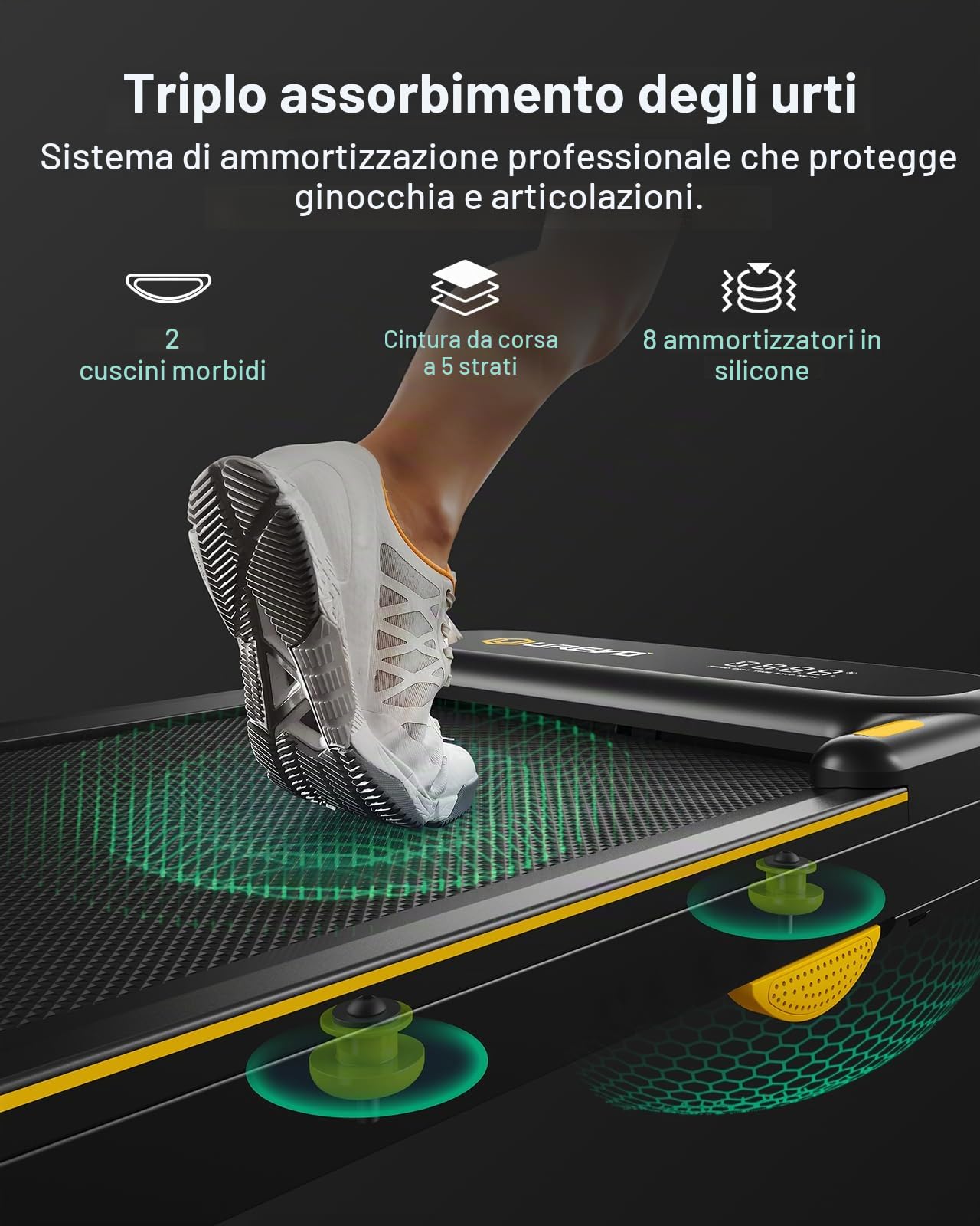 UREVO Smart Tapis Roulant con App, 3-in-1 Tapirulan Pieghevole con Maniglie di Sicurezza, Display LED Doppio, 1-10 km/h Walking Pad Sottoscrivania per Casa e Ufficio, con Telecomando