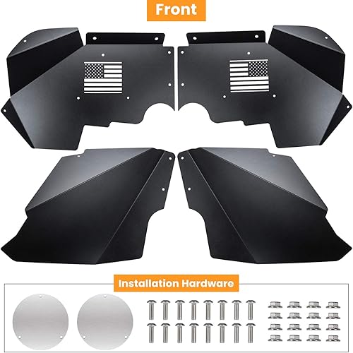 Miniatura 8 de Protectores de guardabarros interiores delanteros y traseros para Jeep Wrangler JK JKU 2007-2018 4WD con logotipo de bandera de EE. UU., resistente