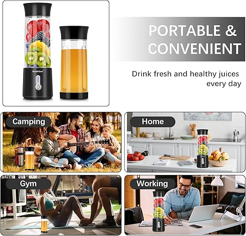 Miniatura 6 de Licuadora portátil para batidos y licuados, exprimidor eléctrico de 16.9 fl oz, licuadora de batidos de 4000 mAh con material sin BPA, licuadora de