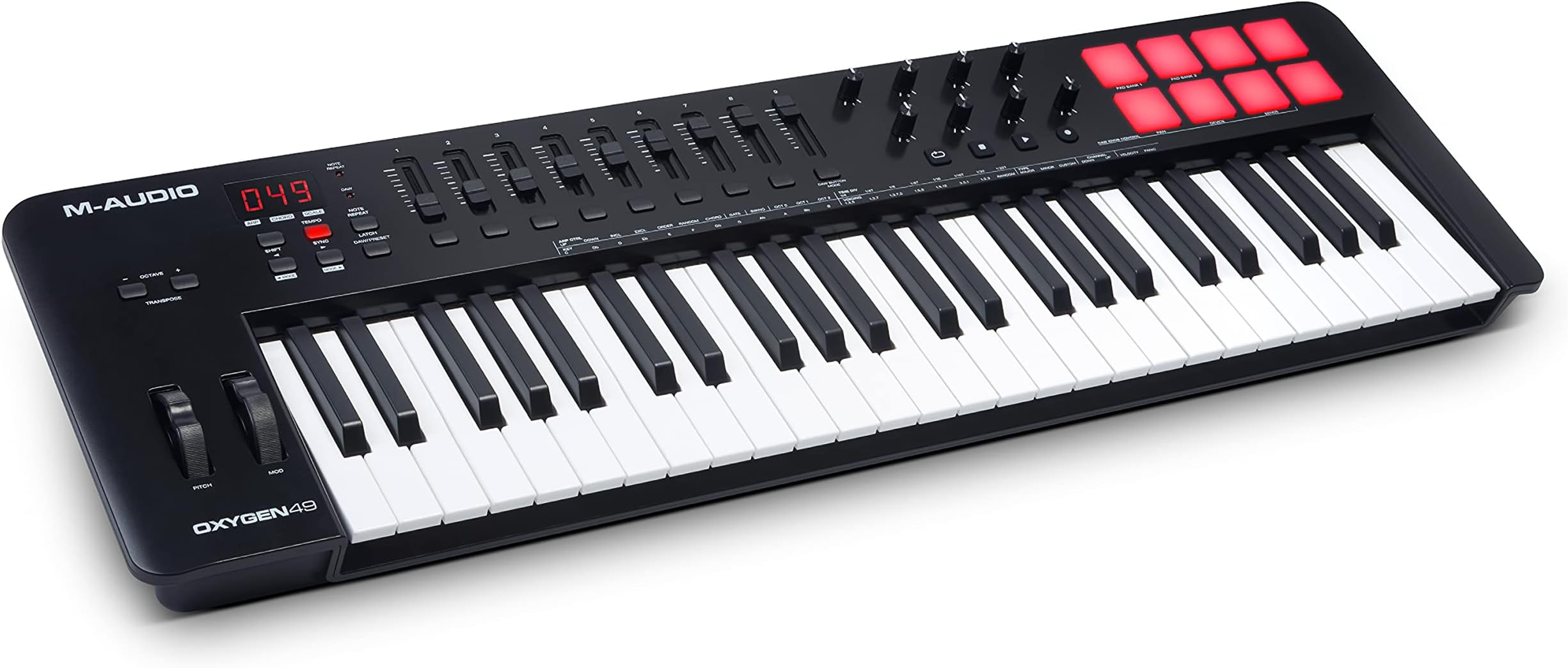 Oxygen 49 (MKV) Key USB MIDI Keyboard Controller with Beat Pads, Smart Chord, Scale Modes, Arpeggiator and Native Instruments Sound Package (NKS Integration)