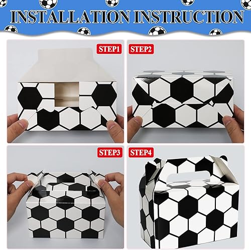 Miniatura 4 de Tevxj Paquete de 12 cajas de recuerdos de fiesta de fútbol, bolsas de dulces de fútbol, regalos de fiesta, regalos de equipo de fútbol deportivo,