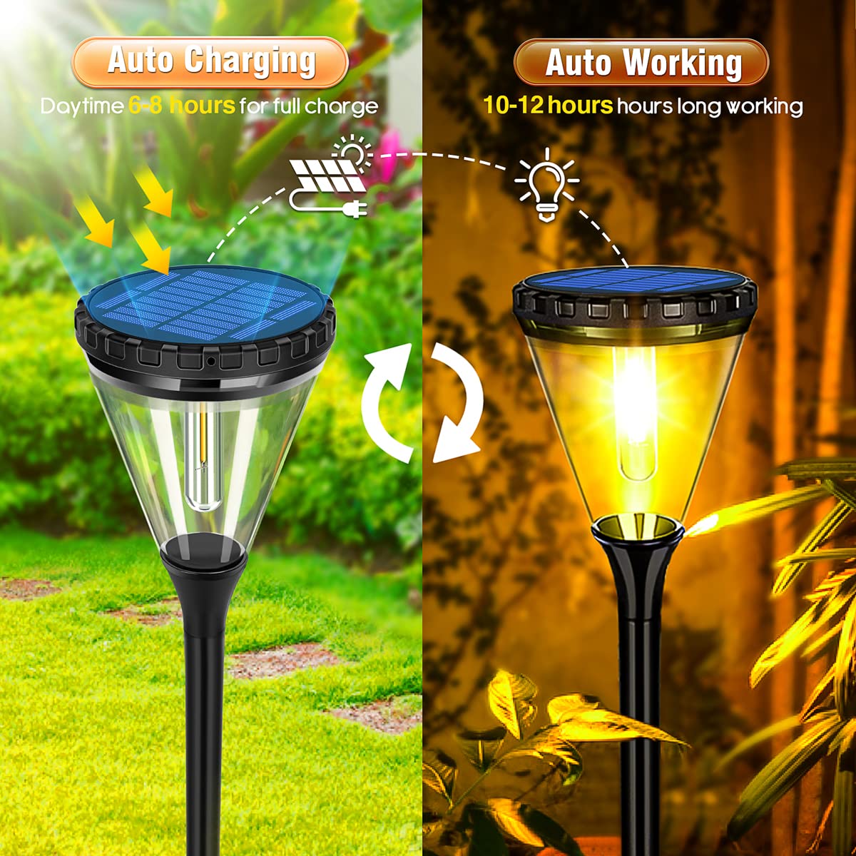 OSORD Solar Pathway Lights Waterproof, 300 Lumen Larger & Brighter Outdoor Pathway Lights Solar Powered with 2 Spare Bulb Solar Garden Led Landscape Lighting for Path Sidewalk Driveway Walkway 4 Pack