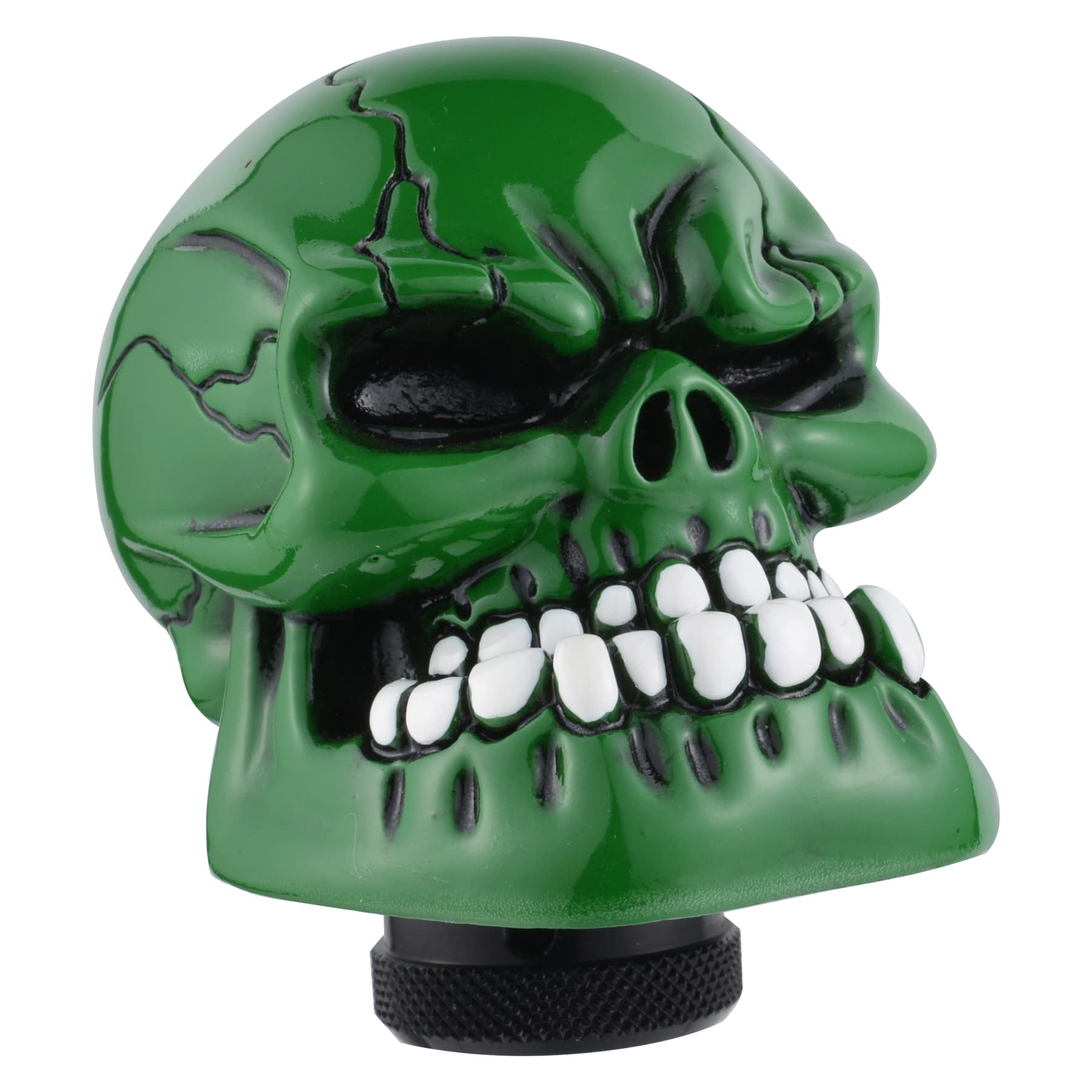 Padaodao Green Skull Shifter Knob Big Teeth Gear Lever Shifter Head Resin Car Stick Handle for Most Manual Automatic Vehicles