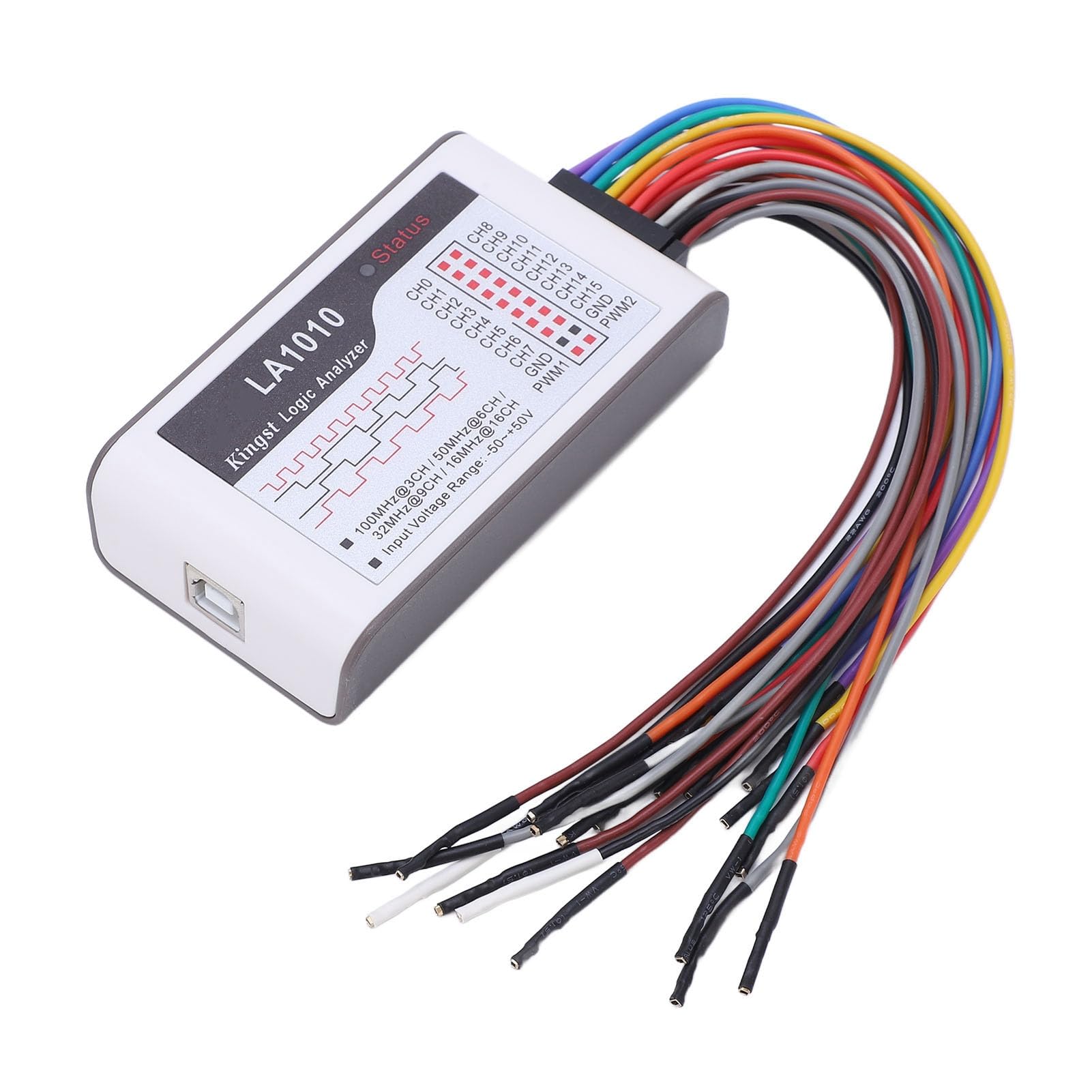 16-Kanal-Logikanalysator mit Kabel, 100M Abtastrate, -50-50V Eingang, für die Signalanalyse und Fehlersuche