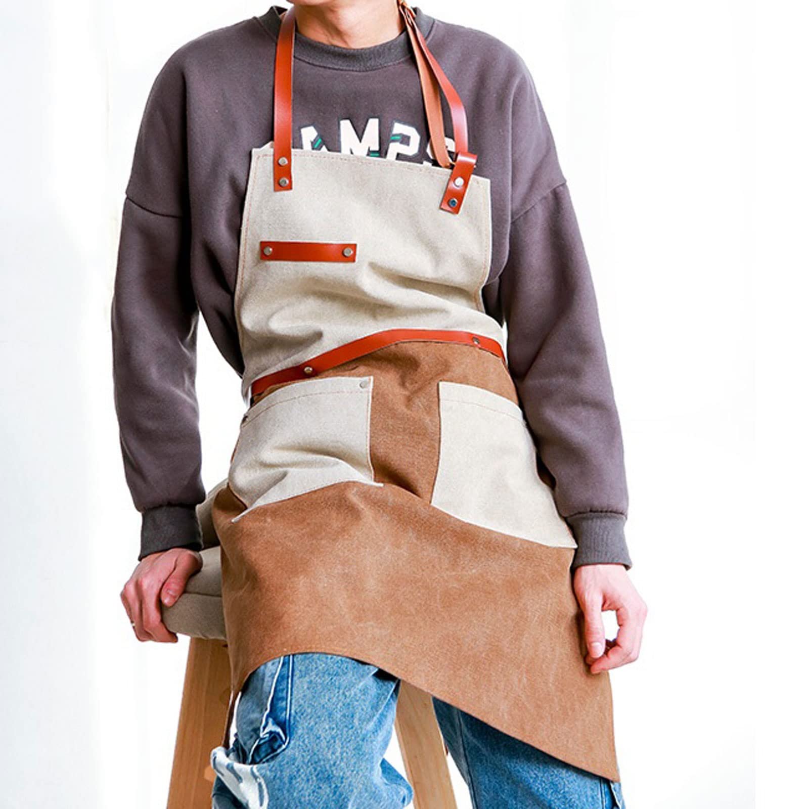 Grembiuli da Uomo, da Donna, in Denim, da Lavoro, da Barbiere, da Ristorante, da Sala da tè, da Cucina, da Pittura, da Bar (Verde)