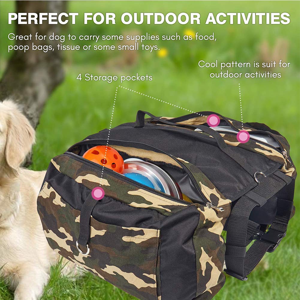 Cane Bisaccia Zaino, Regolabile Tripper Segugio dello Zaino di Corsa Bag Zaino Cane Pacchetto Escursionismo Gear Attrezzature Zaino Leggero per Medium & Large Cane per Addestramento Tattico