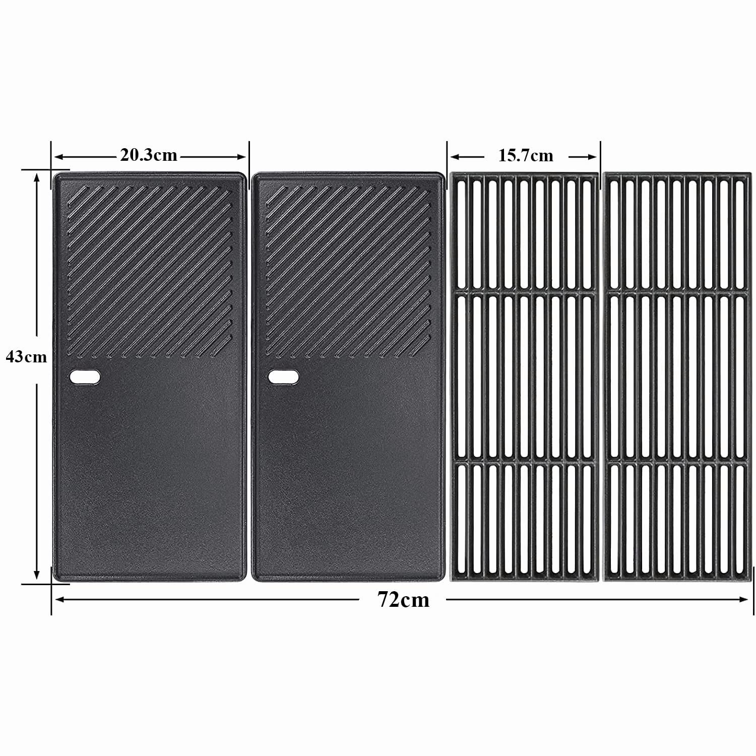 Charbroil Advantage 225s enders Boston 4, piastra di ricambio per barbecue, piastra in ghisa e griglia 43 x 72 cm
