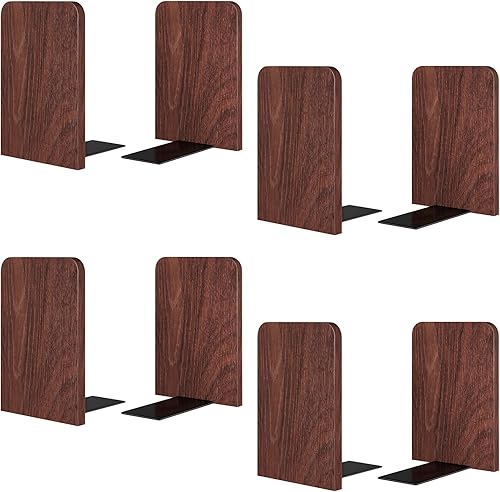 Miniatura 10 de Extremos para libros pesados, 2 pares de sujetalibros de madera resistente, sostiene libros pesados, antideslizante, perfecto para escritorio de