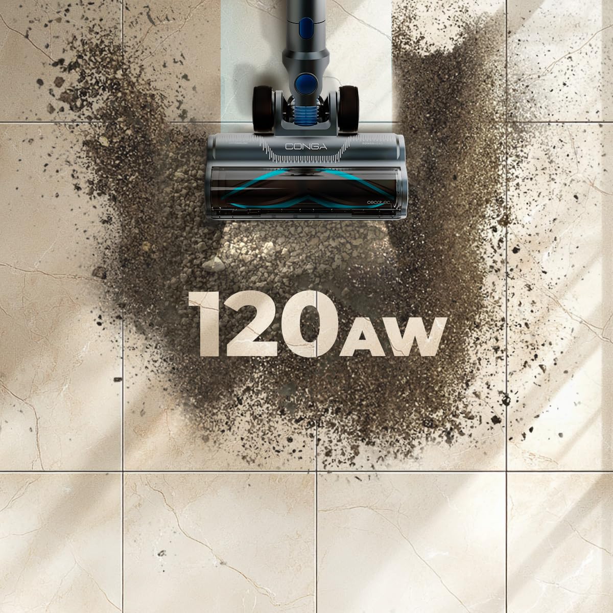 Cecotec Bezprzewodowy odkurzacz miotła Conga Rockstar RS50 X-Treme. 120 AW, silnik 400 W, czas pracy 60 minut w trybie Eco, Rigid Tube i szczotka do mieszania XL, czyści do 130 m²