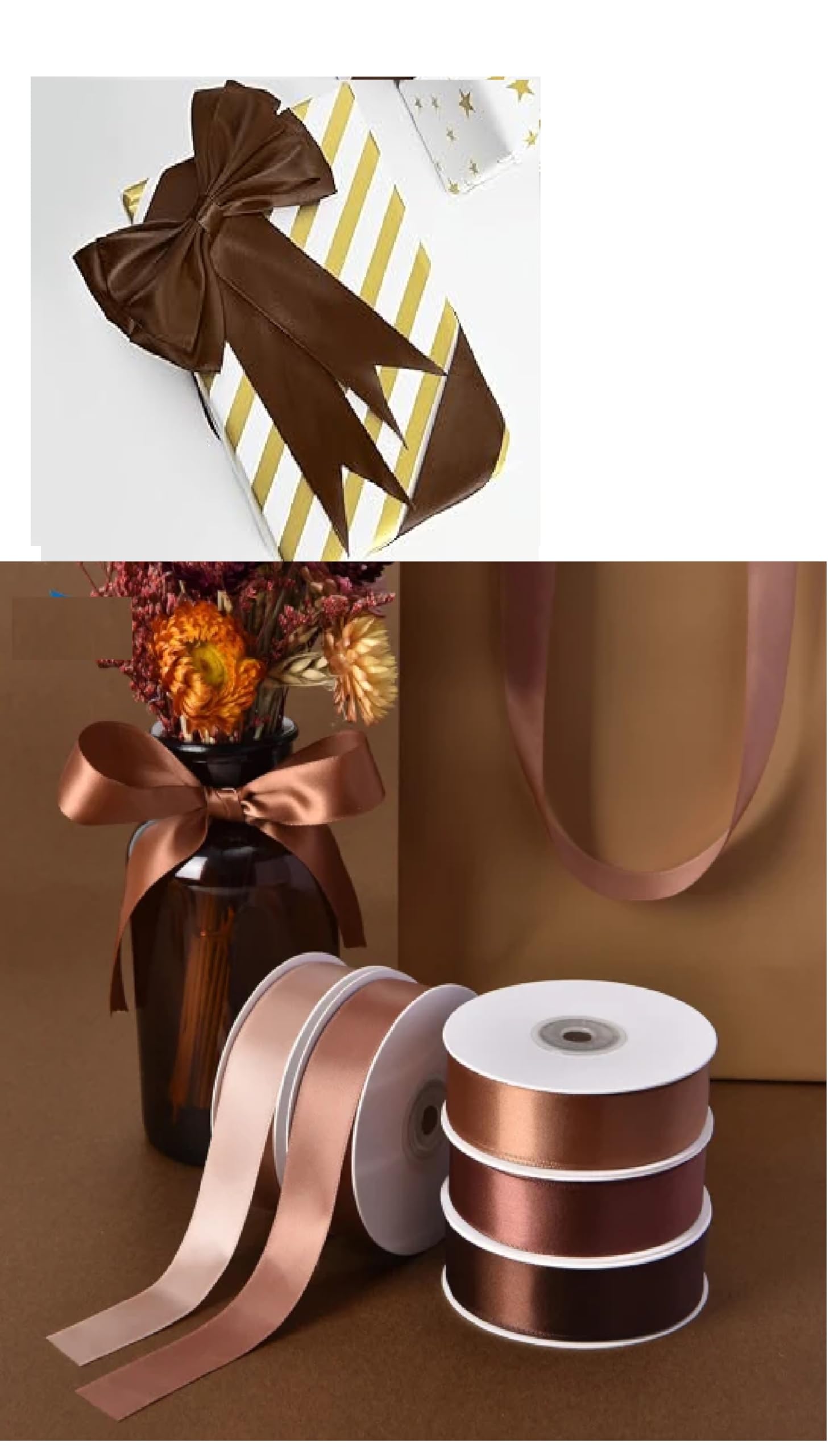 Double Sided Satin Ribbon 25mm x 10 Meters (Off White) for Gifts Wrap Sew Party, Decorations Events Dress Wedding Christmas Crafts, Bows Car, Balloons Hairs, DIY, Bouquets, Cake More — view 130