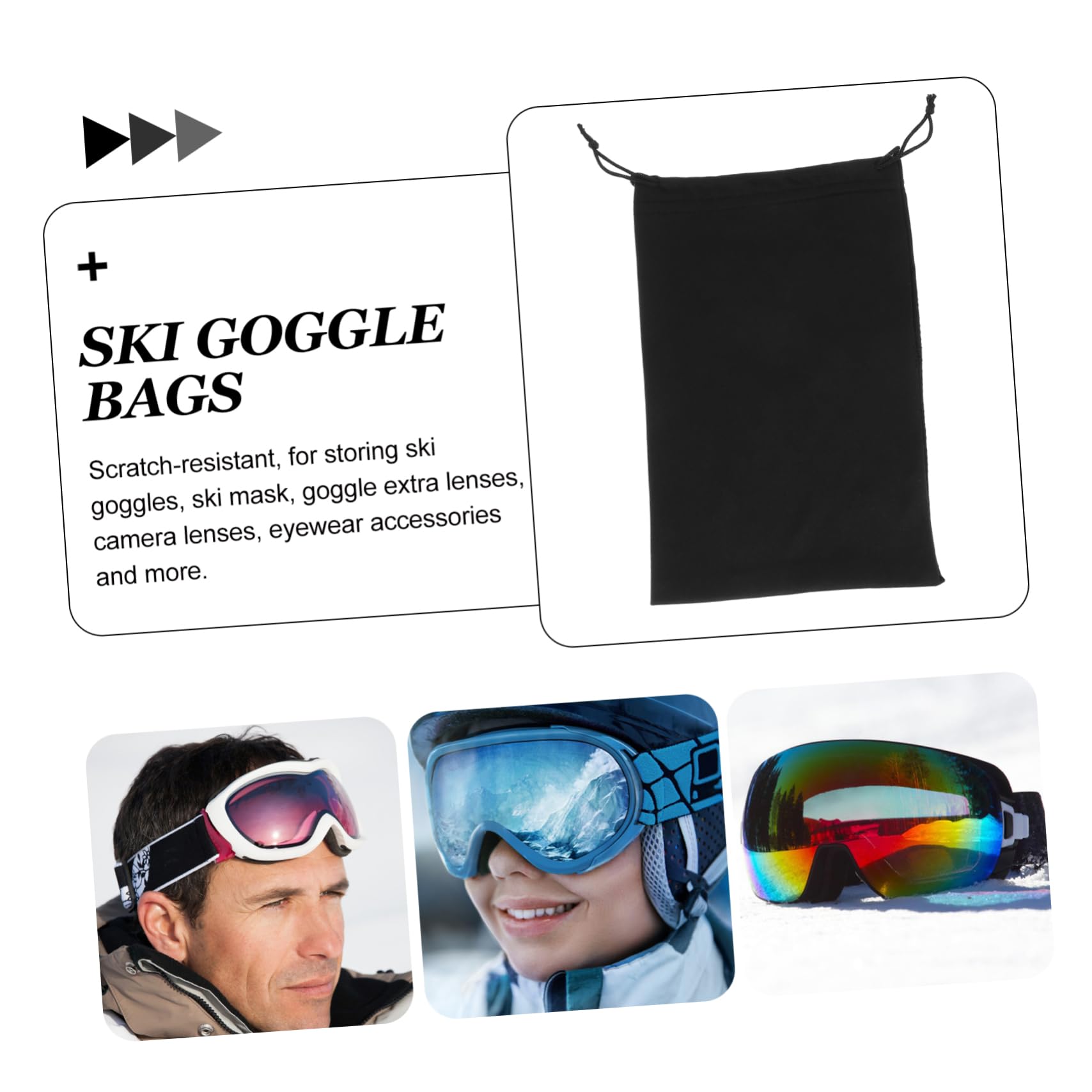WOONEKY 50 Pièces à Cordon pour de Ski de Rangement pour Lunettes à Lunettes de Ski de Rangement Lunettes de Rangement pour Lunettes de Ski Snowboard Black