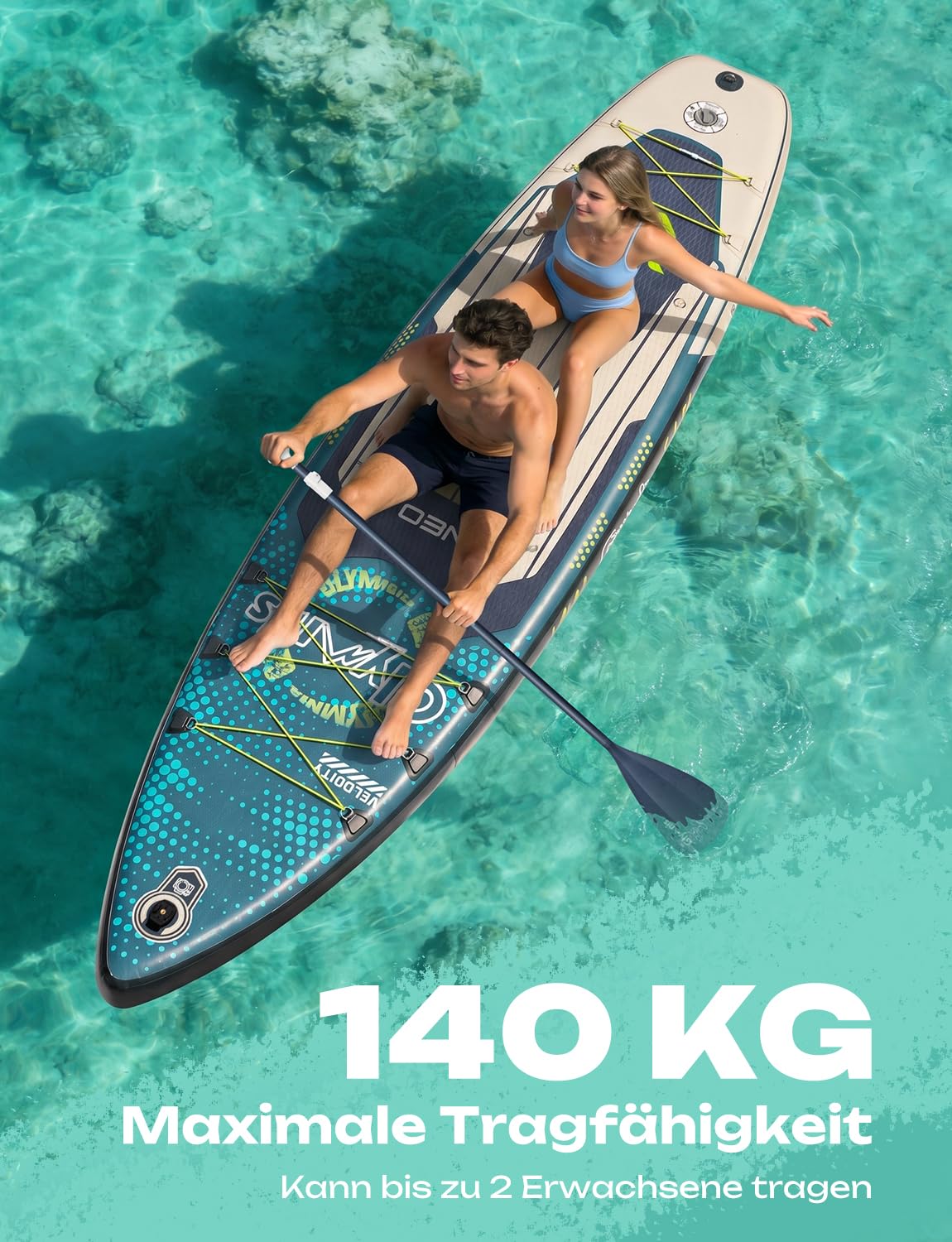 Glymnis SUP Board Stand Up Paddling Board nadmuchiwana deska do paddleboardingu, 10'6", 320 x 81 x 15 cm, grubość 6 cali z aluminiowym wiosłem, pompką powietrza i kompletnym wyposażeniem