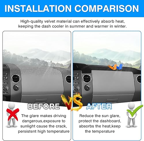 Vista 111 de Autorder Alfombrilla de cubierta de salpicadero para Ford F150 F250 F350 1992-1996 Accesorios Cubierta de tablero de franela para salpicadero