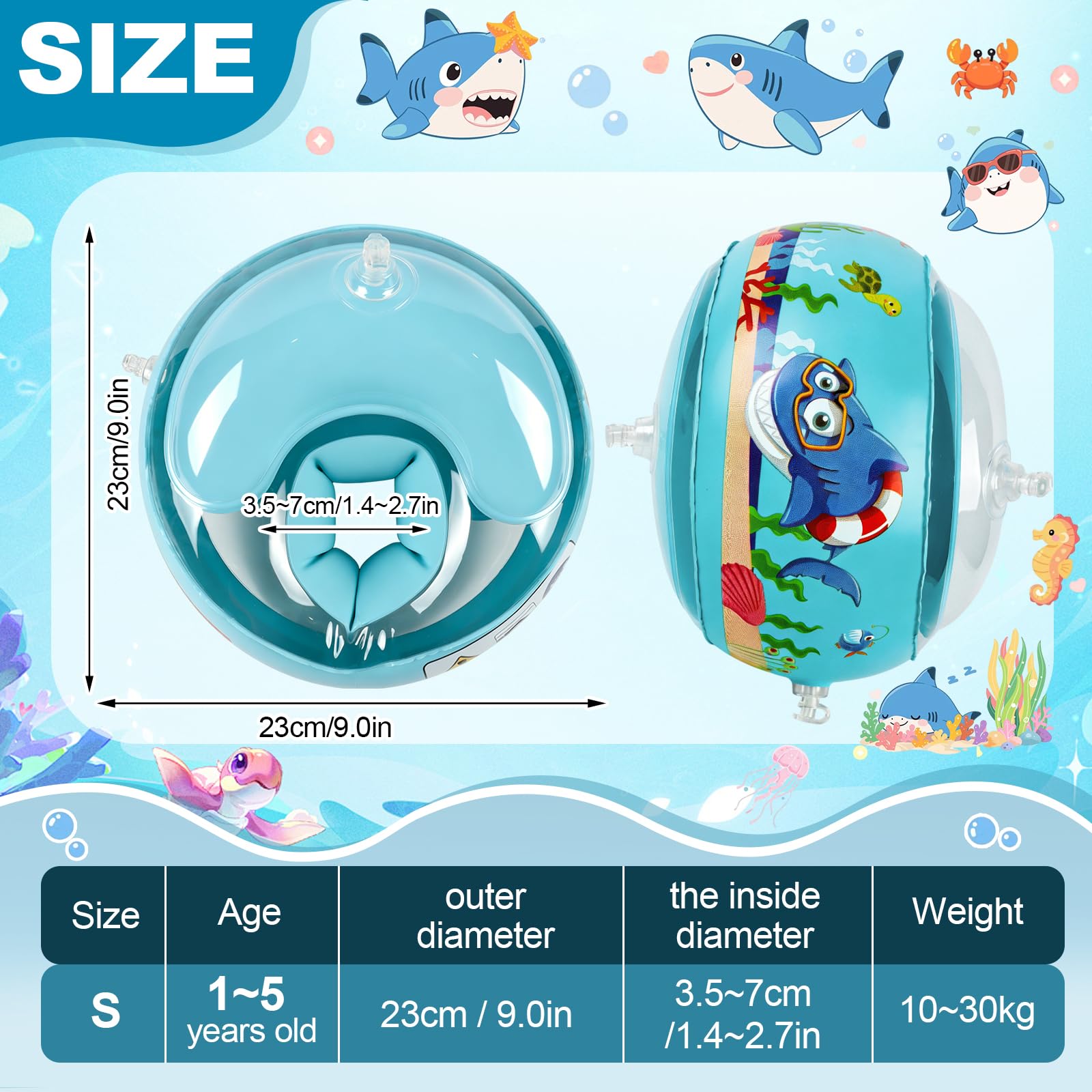 Brassard Enfant 1-6 Ans, Brassard Gonflable Bebe, Brassard Piscine Enfant pour Bebe avec 6 Airbags Indépendants,Brassard Piscine avec Pompe à Air 11-30kg - 3