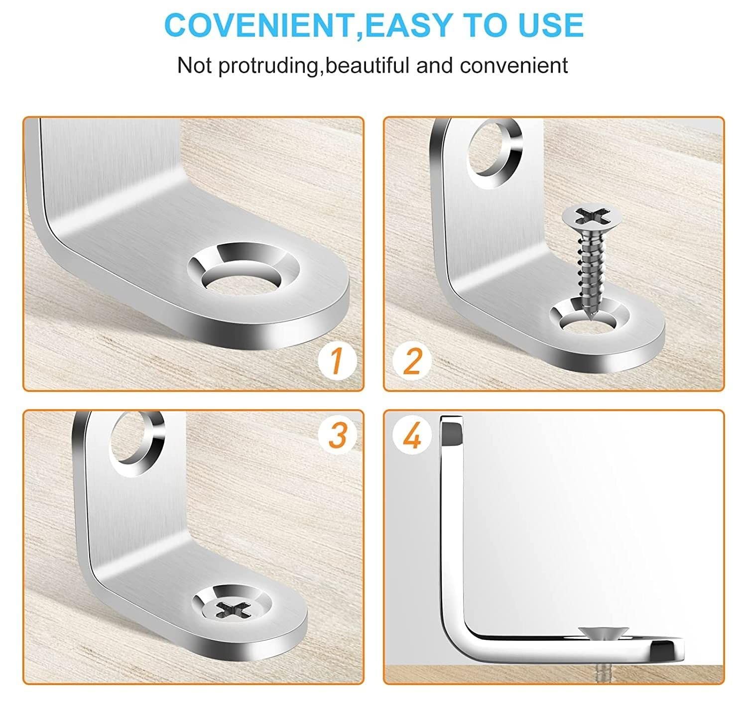 Stainless Steel L Clamp Bracket 20mm x 25mm with SS Screw | Heavy Duty Right Angle Corner Support | SS L Bracket for Furniture, Shelf & Cabinet Fixing (1 inch, Pack of 4) — Amazon image 5