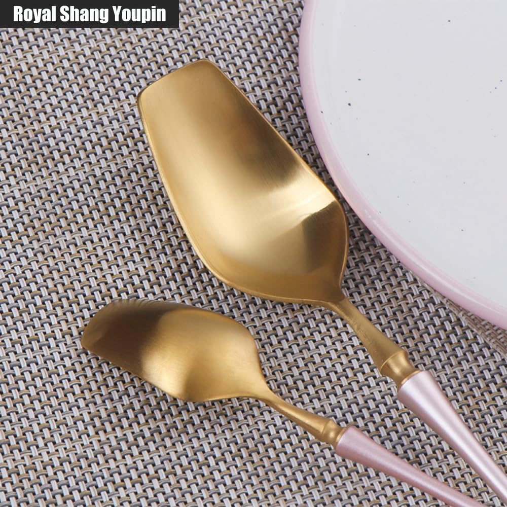 Squisita Piccola Vita Barbarica Oro Rosa Cucina Acciaio Inossidabile Posate Stoviglie Posate Set Di Posate Casa Ristoranti Banchetti Coltello Da Bistecca E Forchetta Cucchiaio Da Insalata (16 pezzi)