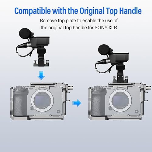 Miniatura 8 de SIRUI Jaula para cámara Sony FX 3 FX30 con abrazadera de cable para correa de muñeca para riel HDMI NATO, placa QR para Arca-Swiss, compatible con