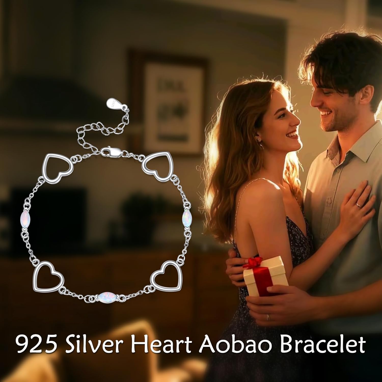 CRMAD Cross/Heart/Infinity/Star of David Bracelet for Women Sterling Silver Opal/Malachite/Moonstone Bracelet Cross Jewelry Gift for Women - Image 5