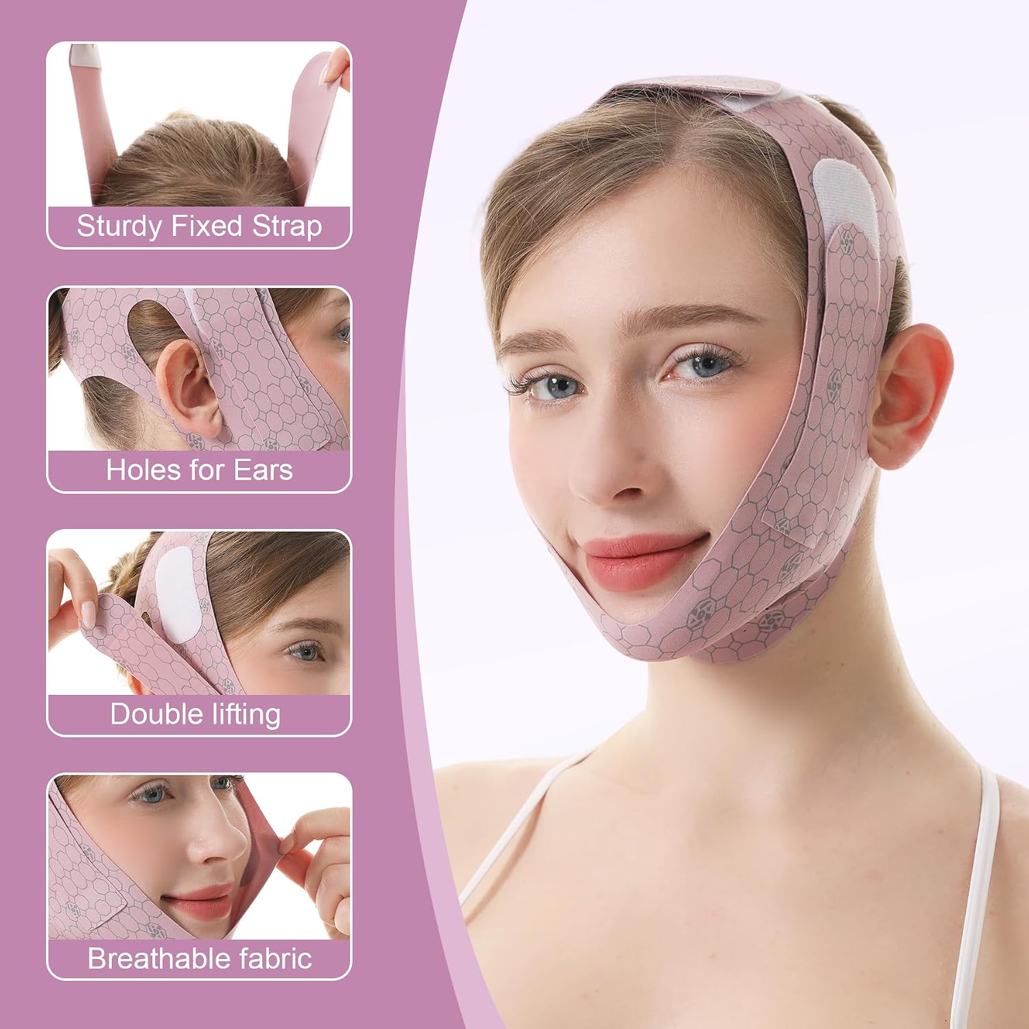 Face Lift Belt, Face Strap Double Lift Comfortable Chin Strap, V-Line Mask Half Face Covering VShaped Face Mask Jaw Exerciser (Graphene Belt)
