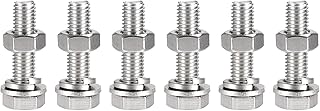 uxcell M10 x 45mm Hex Head Screws Bolts, Nuts, Flat & Lock Washers Kits, 304 Stainless Steel Fully Thread Hexagon Bolts 6 Sets