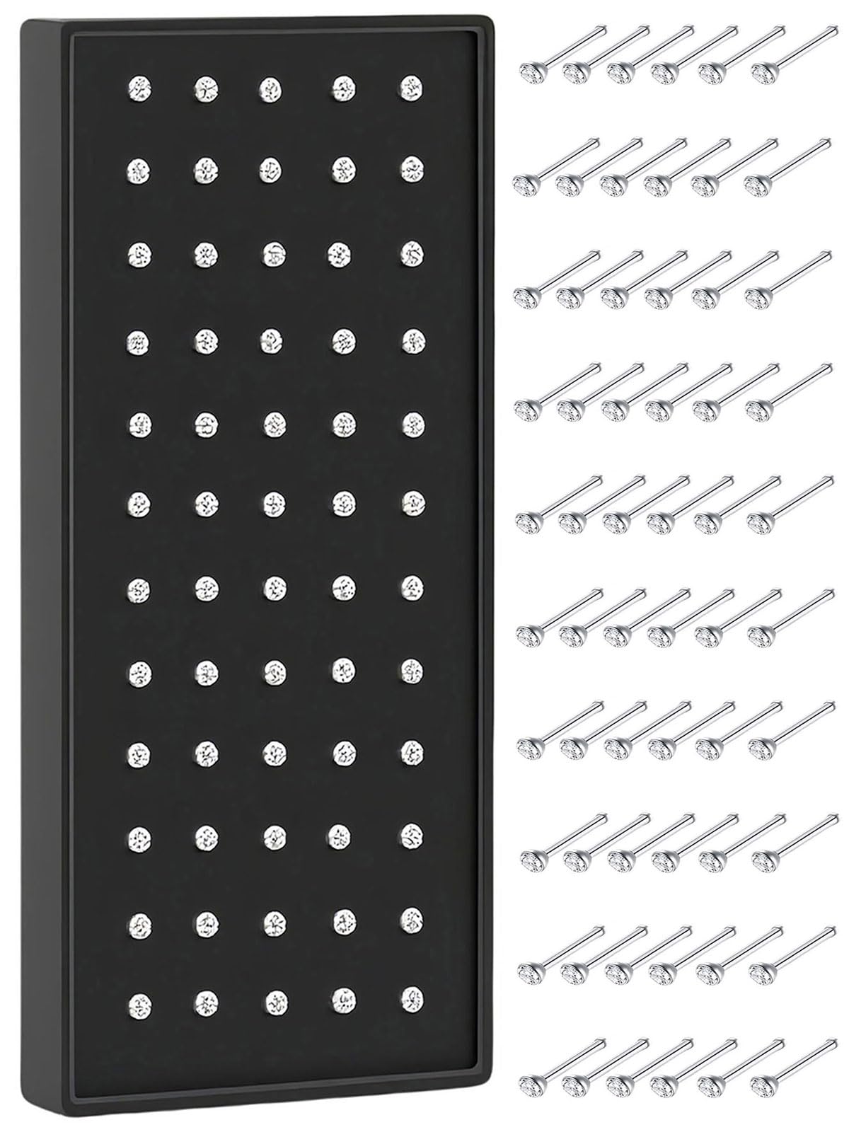 316L Surgical Steel 20g Nose Rings Studs 2mm CZ Nose Screw Studs Rings Body Jewerly for Women