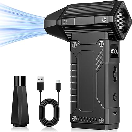 Souffleur d’Air Électrique, 350000 RPM Electric Air Duster Puissance Supérieure avec Batterie 12000 mAh – Souffleur Air Comprimé 8 Vitesses pour Ordinateur, Maison, Voiture, Extérieur