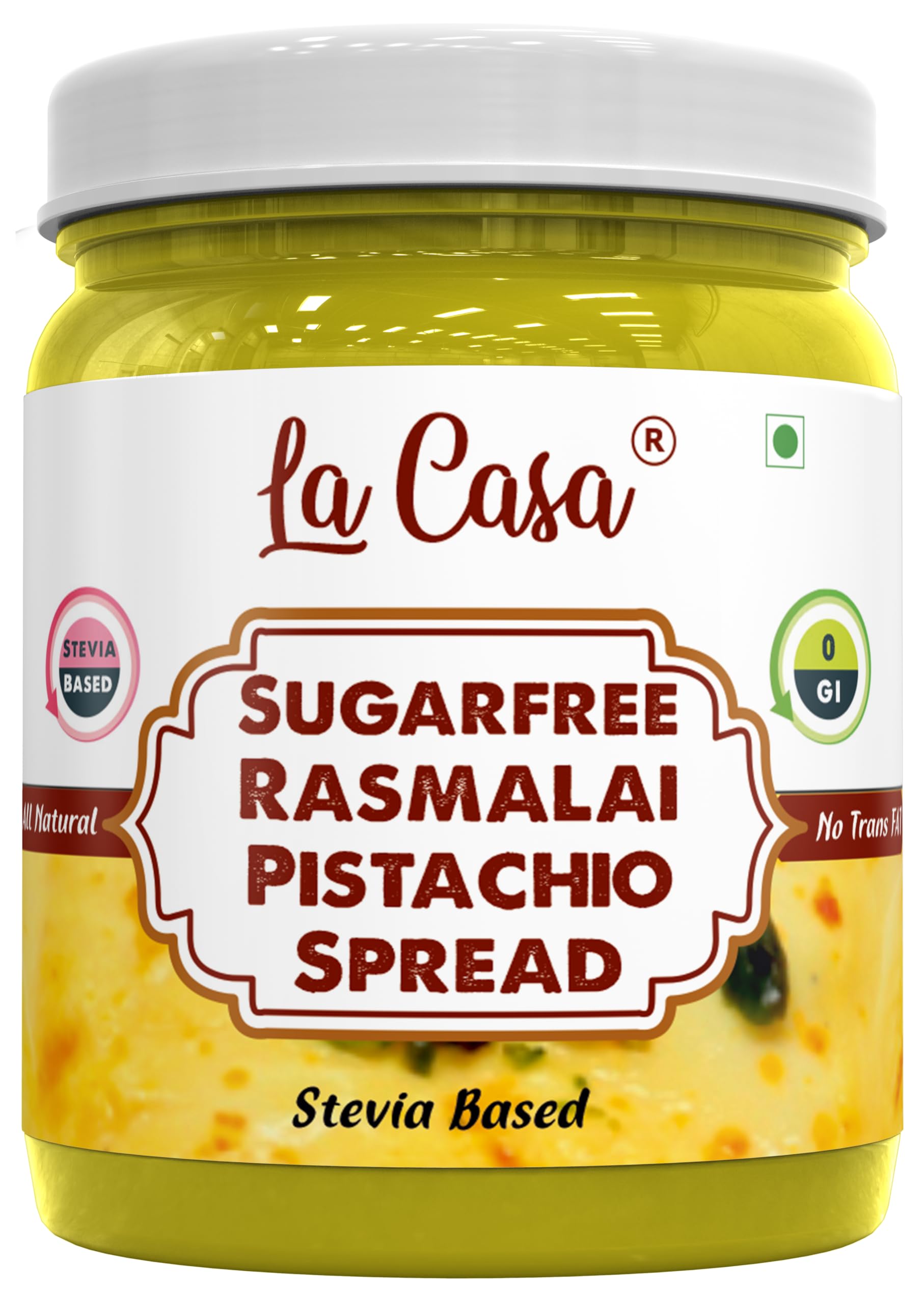 La Casa Sugar-Free Crunchy Rasmalai Pistachio Spread | Stevia Based | Product of India | 350g |-image-41