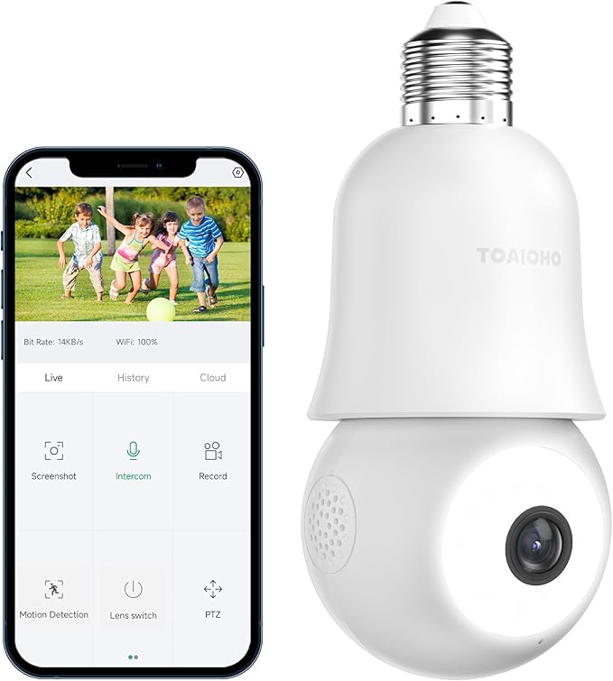 TOAIOHO Light Bulb Security Cameras Wirless Outdoor Indoor