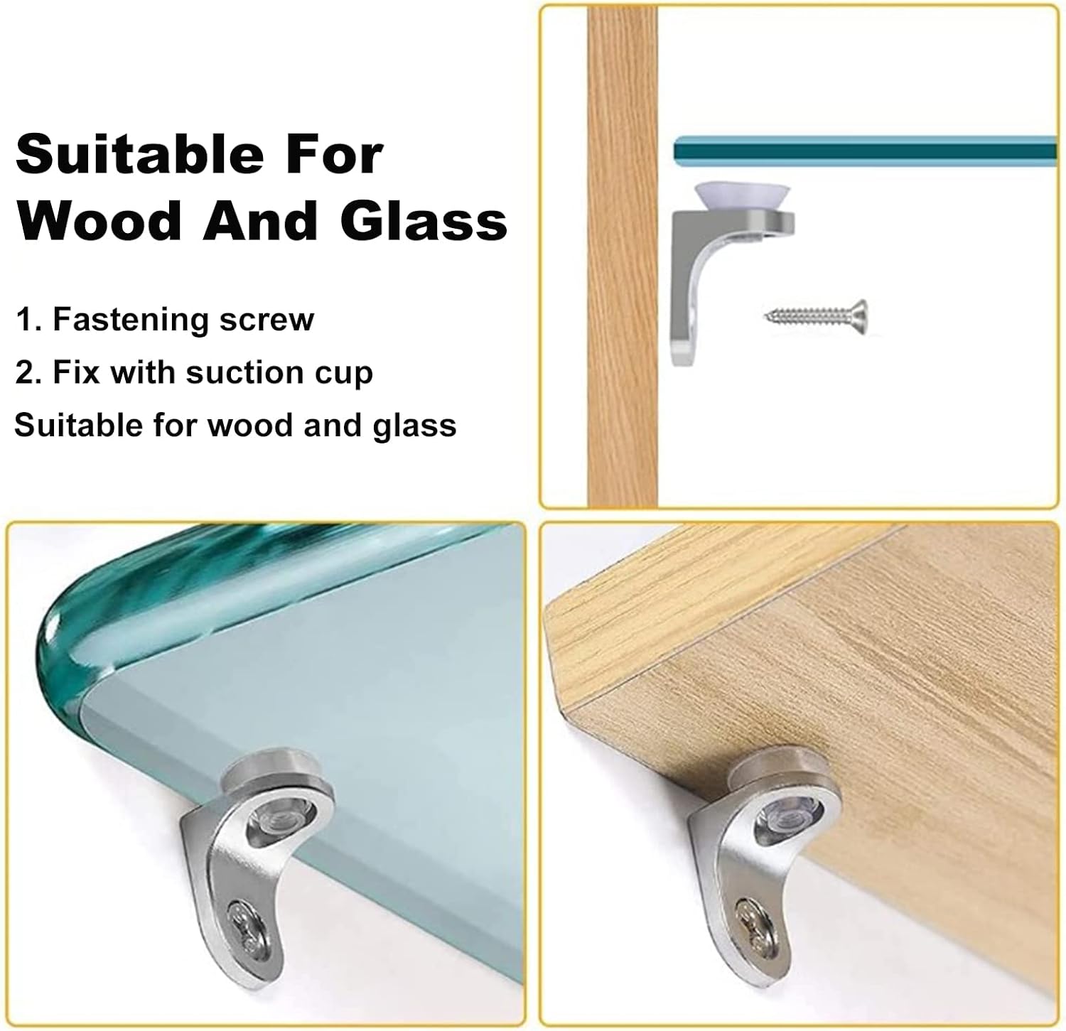 20Pcs Mounting Brace Fixing Glass Shelf Bracket Pegs Supports with Chuck Wall Mount,Glass Mounting Brackets