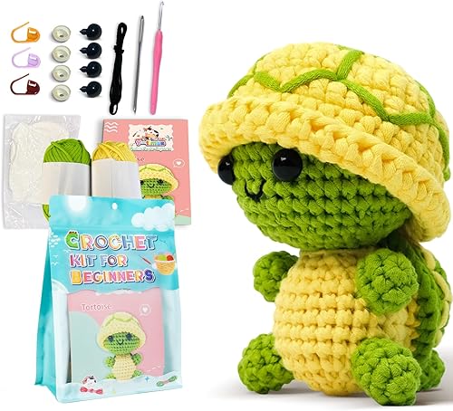 YICBOR Kit de ganchillo para principiantes - Amigurumi Kits de animales de ganchillo con tutoriales en video paso a paso, juego de tejer para