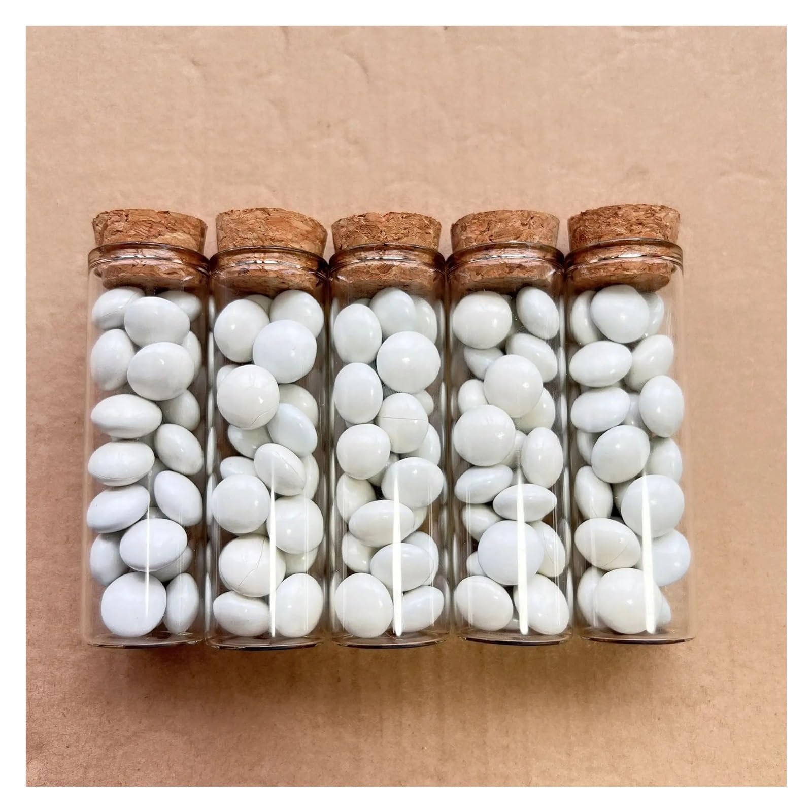 Diámetro 25 mm Grageas de boda Botella de vidrio Corcho Frascos de vidrio Tubo de ensayo Contenedor vacío Manualidades DIY Botella de dulces Regalo de boda(6 pieces)