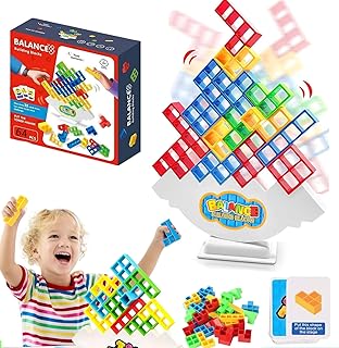 Winnsell 64Pcs Tetra Tower Balance Game,Tetris Tower Balance Building Toy Parent-Child Interactive Toy Balancing Stacking Toys Montessori Toy Gift for Kids Adults