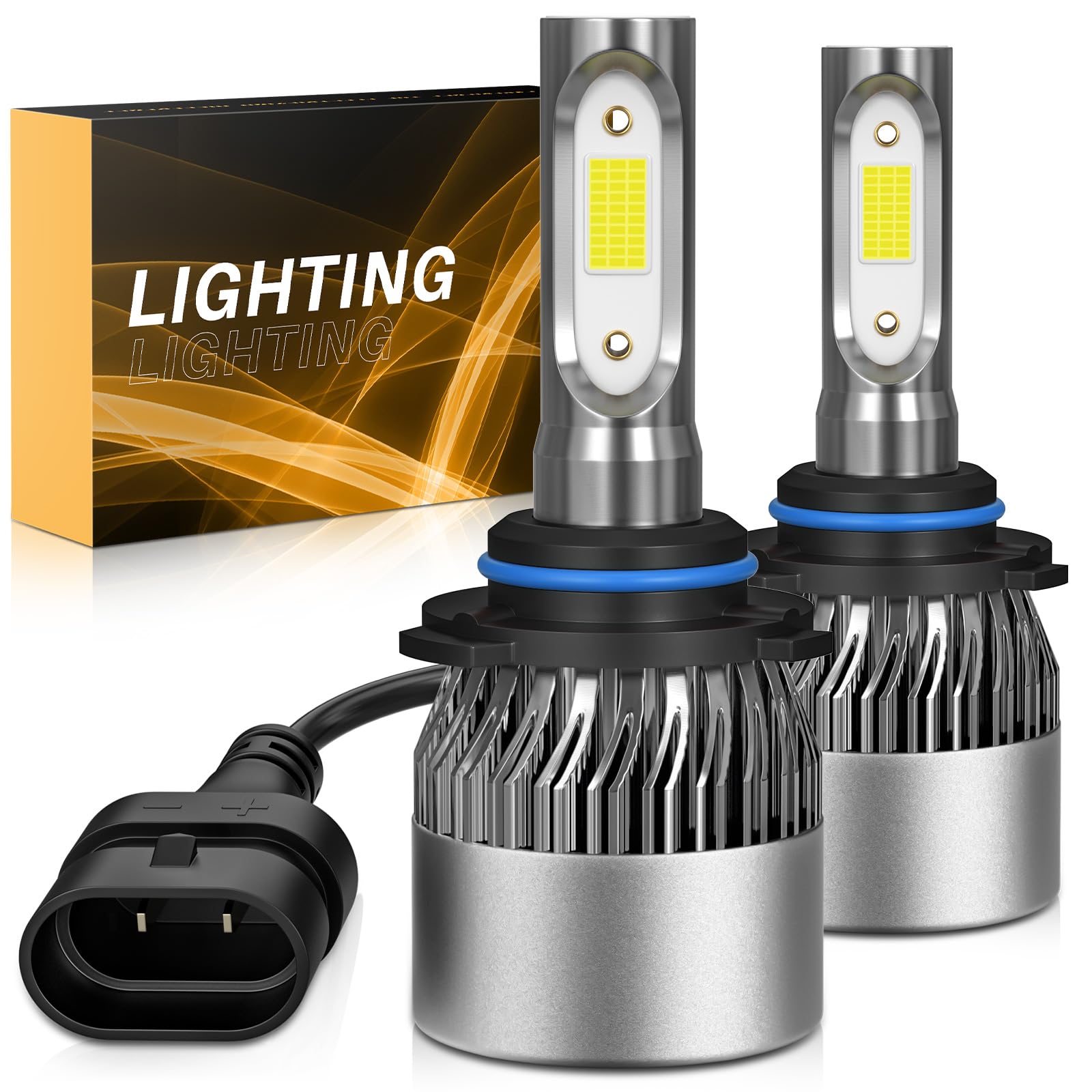 𝟫𝟢𝟢𝟨/𝖧𝖡𝟦 Bulb 6500K Cool White 60000LM 900% Brighter, 1:1 Beam Plug and Play IP68 Waterproof Off-Road Lights, Pack of 2