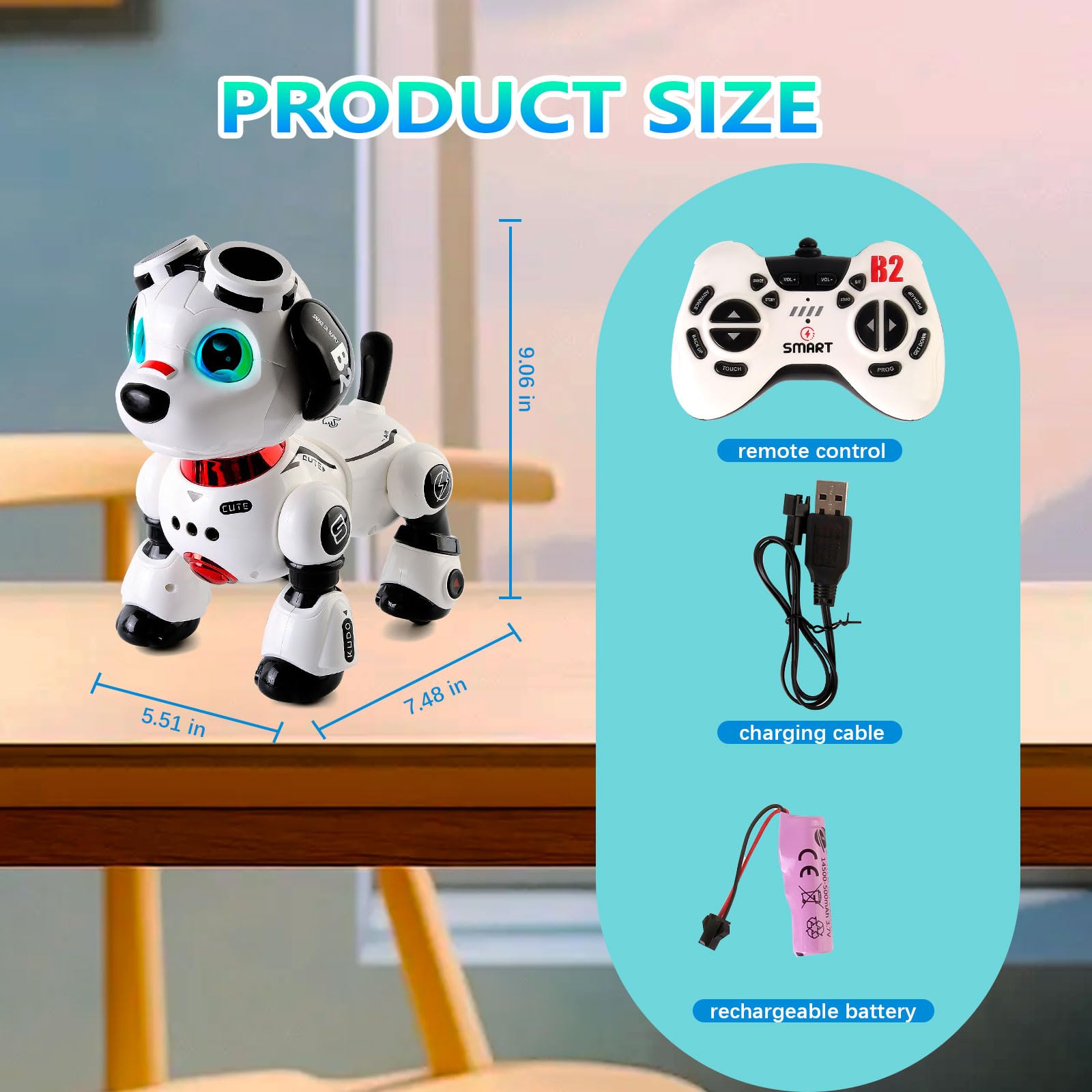 Perro Robot Inteligente, Juguete Perro Robot de Baile Interactivo, Juguete RC Programable con Luces y Sonidos, Regalo Juguetes Niños para Niños y Niñas 8+ Años