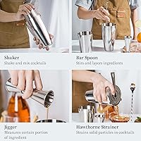 Vista 6 de X Home Cocktail Shaker Set, Professional 4-Piece Bartender Kit with Boston Shaker, Hawthorne Strainer, Double Measuring Cocktail Jigger, and 10-inch