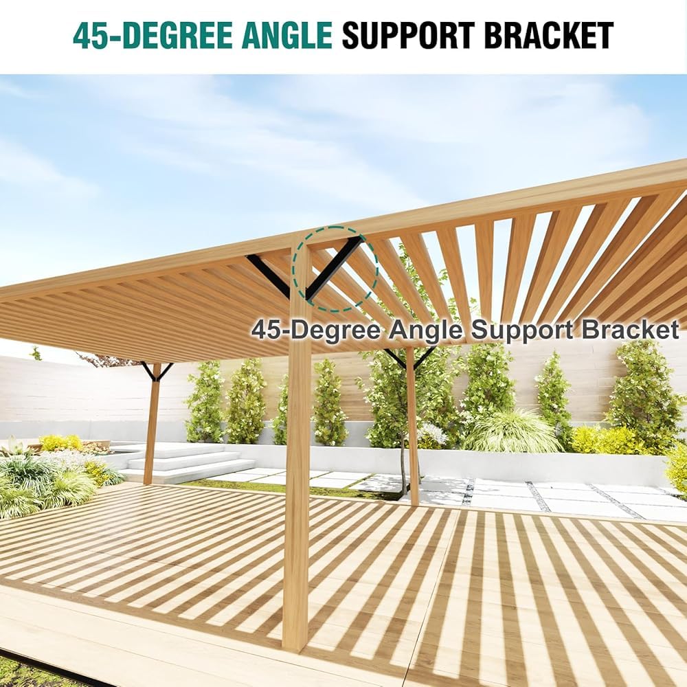 Kit de soporte angular de acero resistente, 6 conectores de esquina para estructuras de madera, ideal para pérgolas, cenadores, casas de árboles, patios y cubiertas